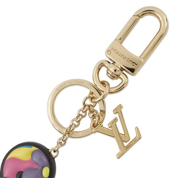 LOUIS VUITTON LV × TM Keychain Super Flat Metal/CowhideLeather Multicolor M - Picture 11 of 11